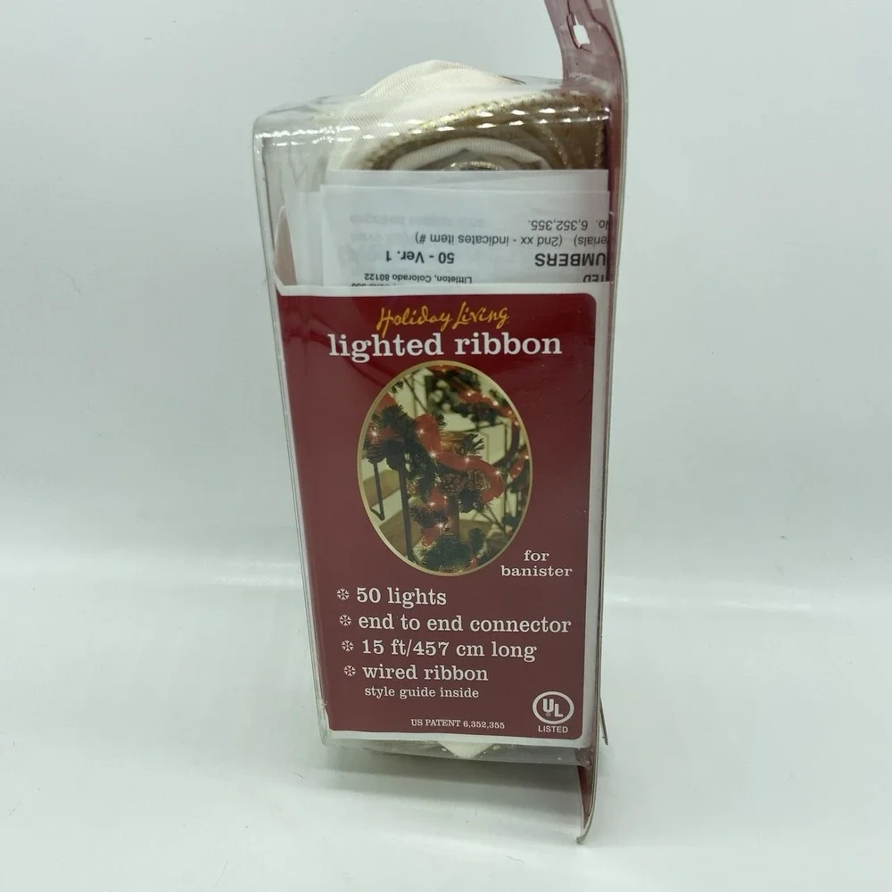 Holiday Living Lighted Ribbon 15ft 50‎ Lights Cream Gold Wired Indoor NEW